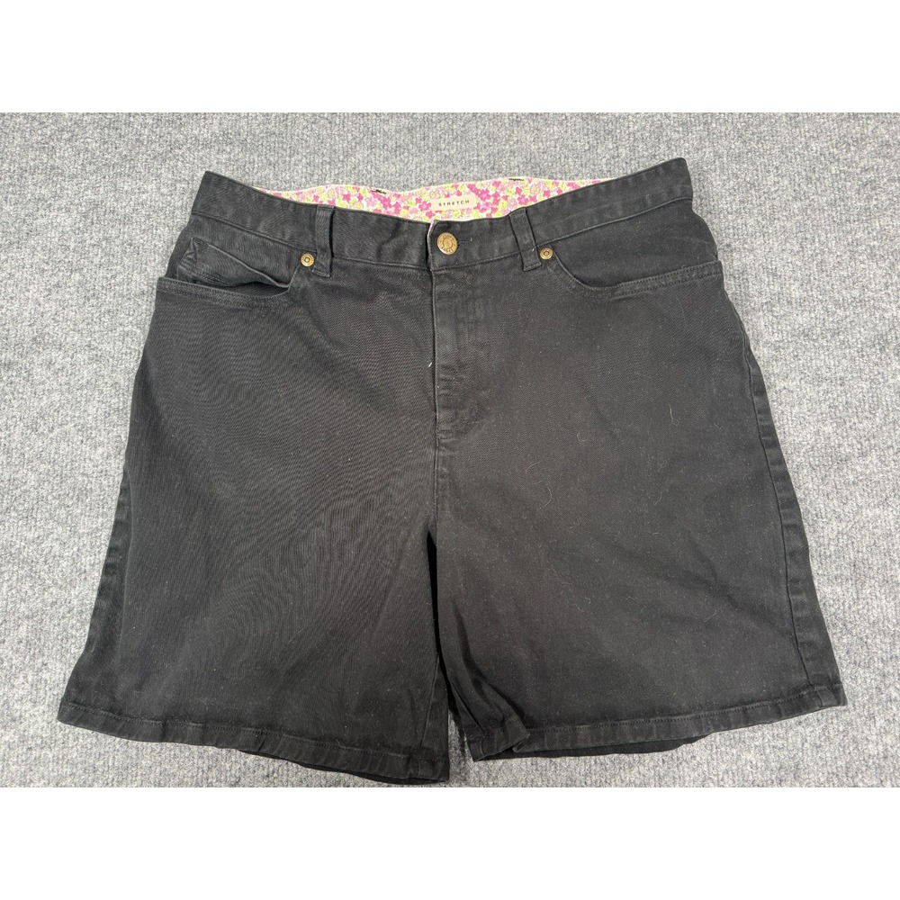 Jones Sport Jean Shorts Womens 10 Black Denim Stretch Mid Rise Workwear Outdoor